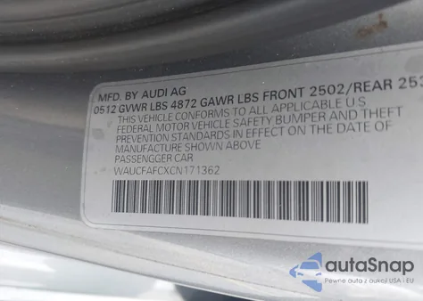 2012 Audi A6 2.0T Premium from USA, damaged, VIN WAUCFAFCXCN171362
